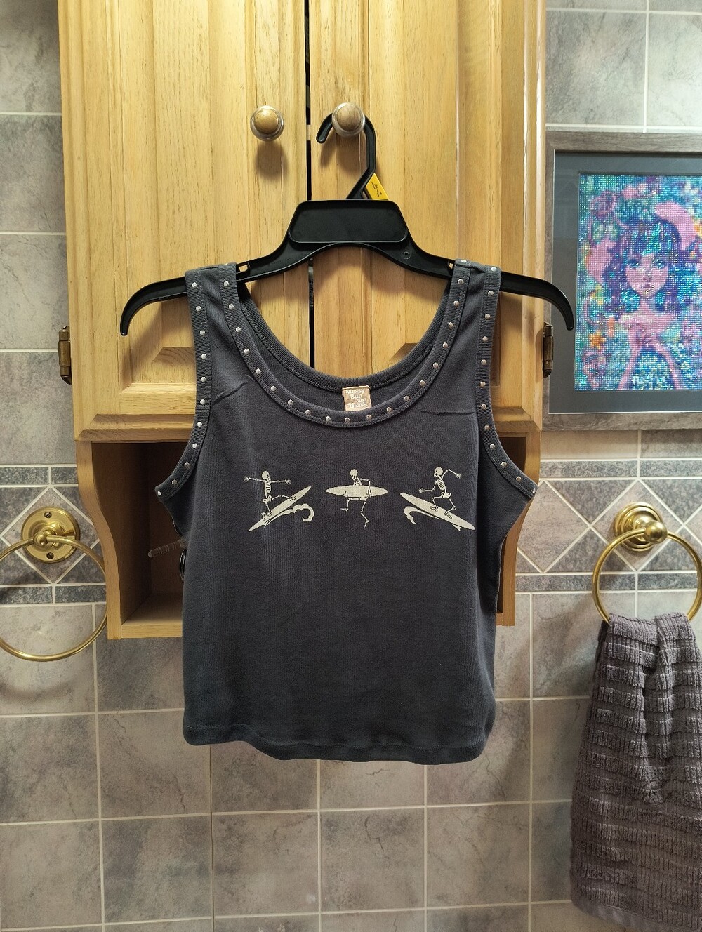 gray stud detail crop top
